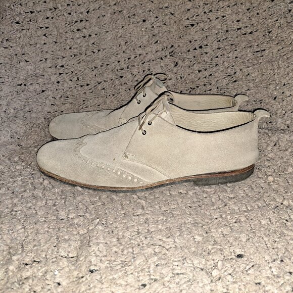 HESCHUNG-Beige Suede Brogue Lace Up Loafers-Size 7.5 UK/9 US-Very Good - Picture 2 of 8